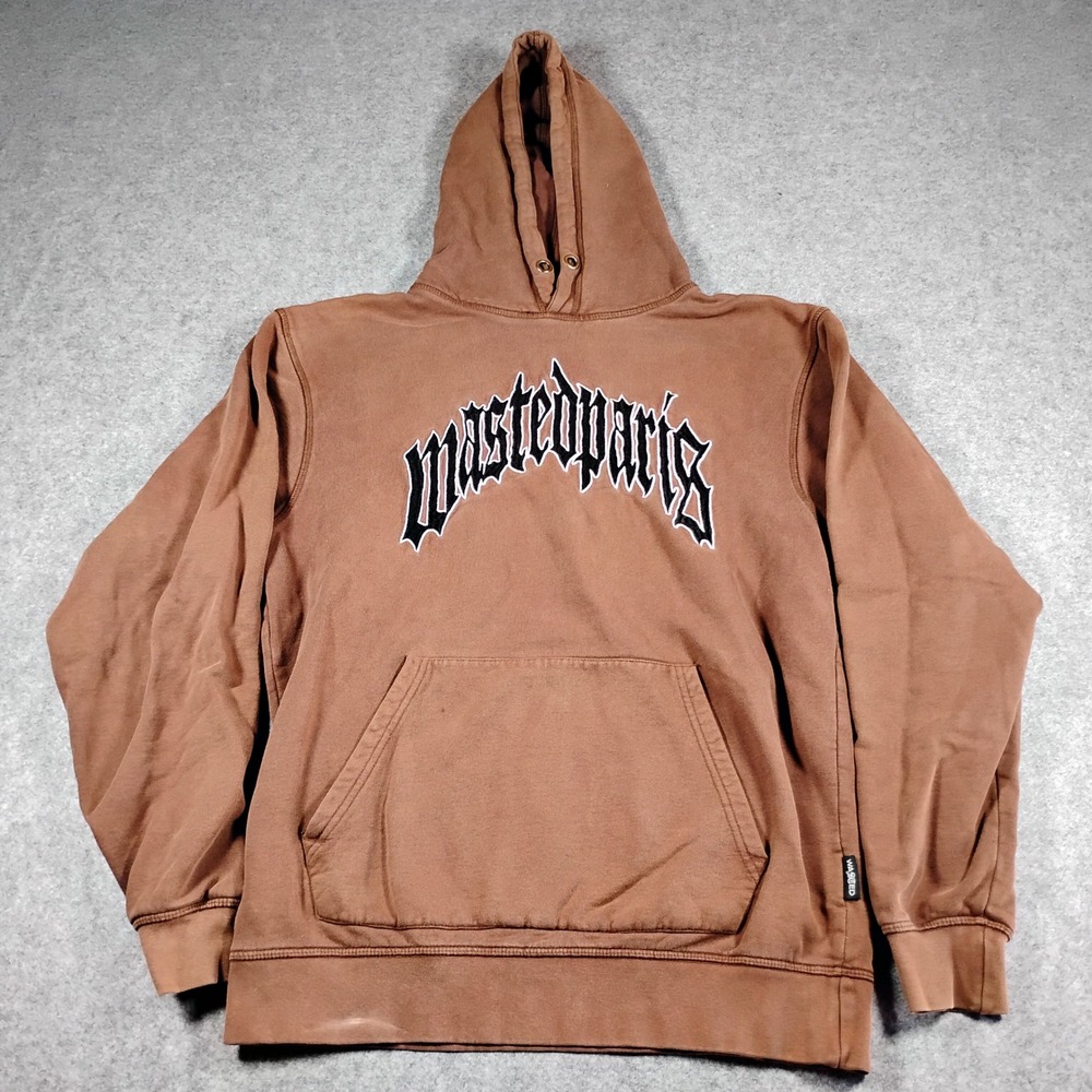 Wasted Paris Hoodie Arch Brown Slate Mens XS Gothic Logo Streetwear‎